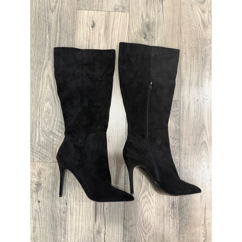 Charles by Charles David Women Black Faux Suede Pointed Toe Stiletto Boots 11M